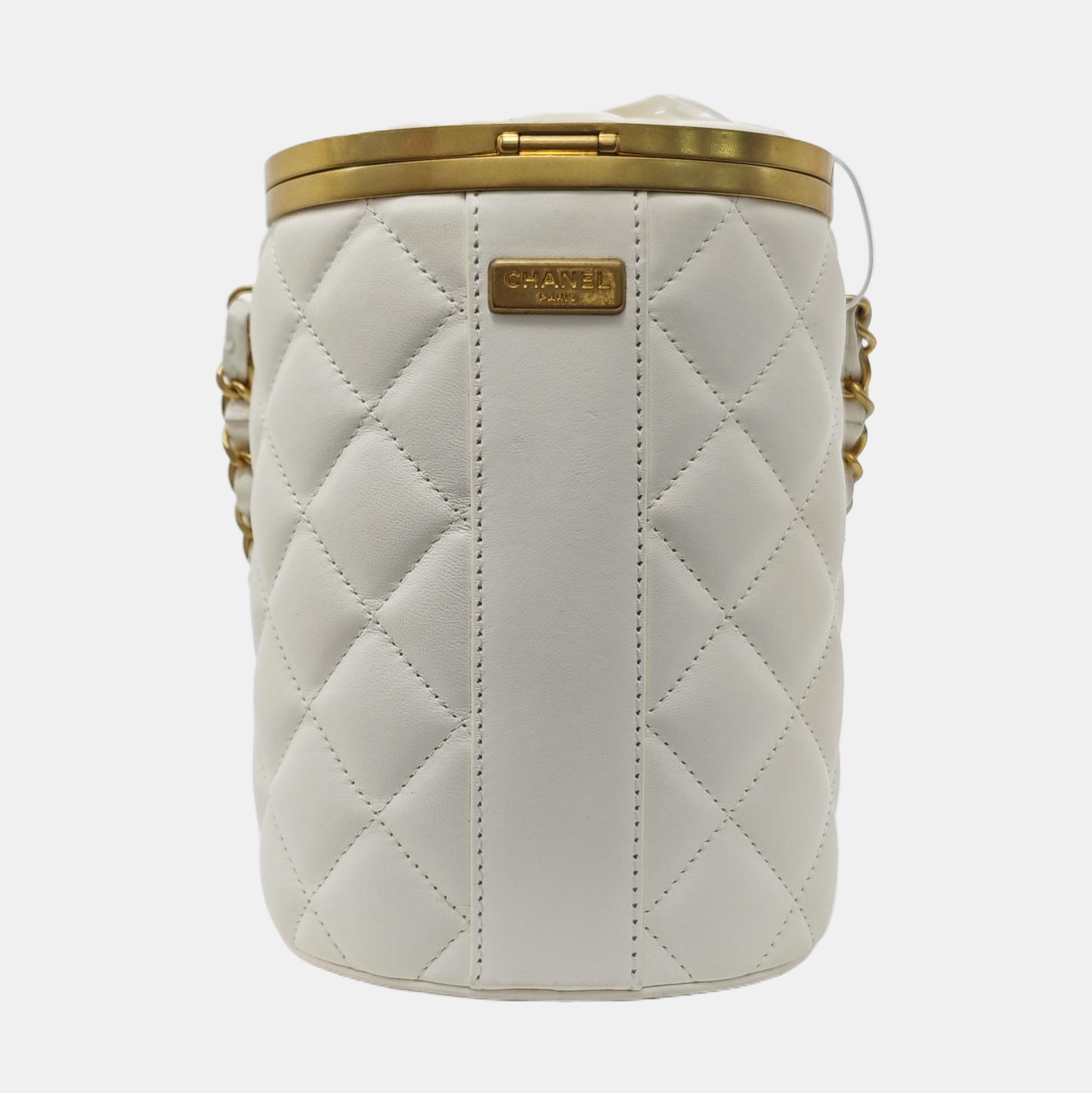 CROWN BOX VANITY Quilted Lambskin White