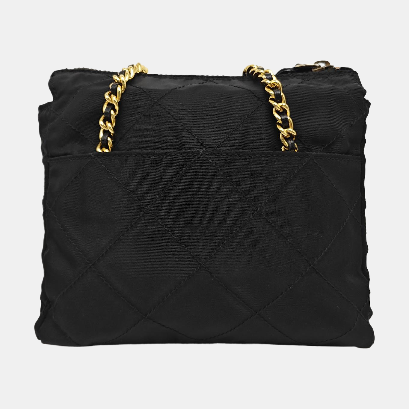 Quilted Nylon Shoulder Bag Black