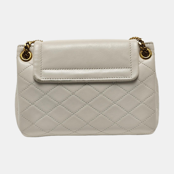 Quilted Lambskin Shoulder Bag White