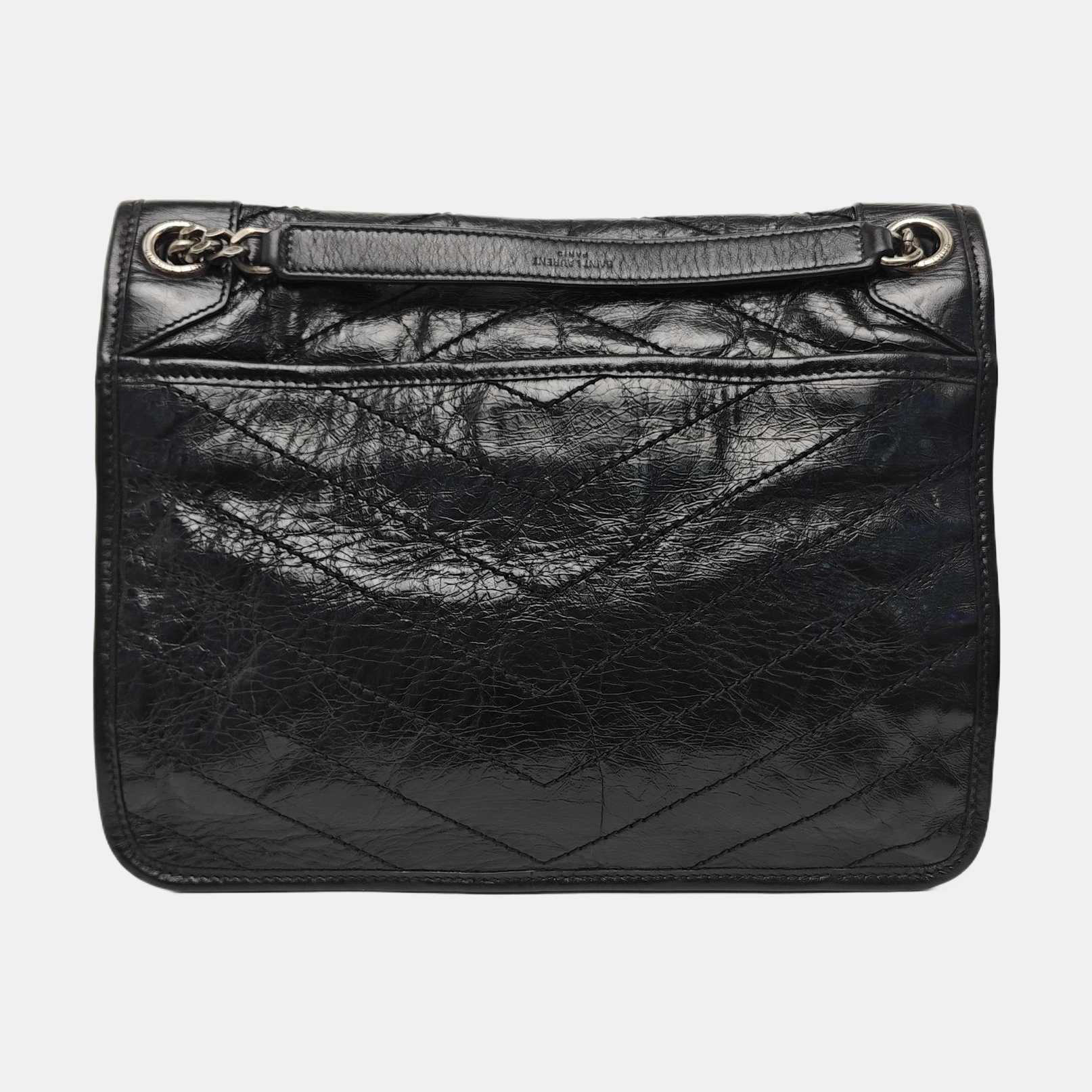 NIKI Medium Chevron Calfskin Black