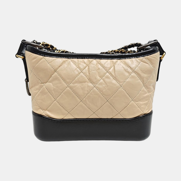 GABRIELLE Small Quilted Calfskin Beige