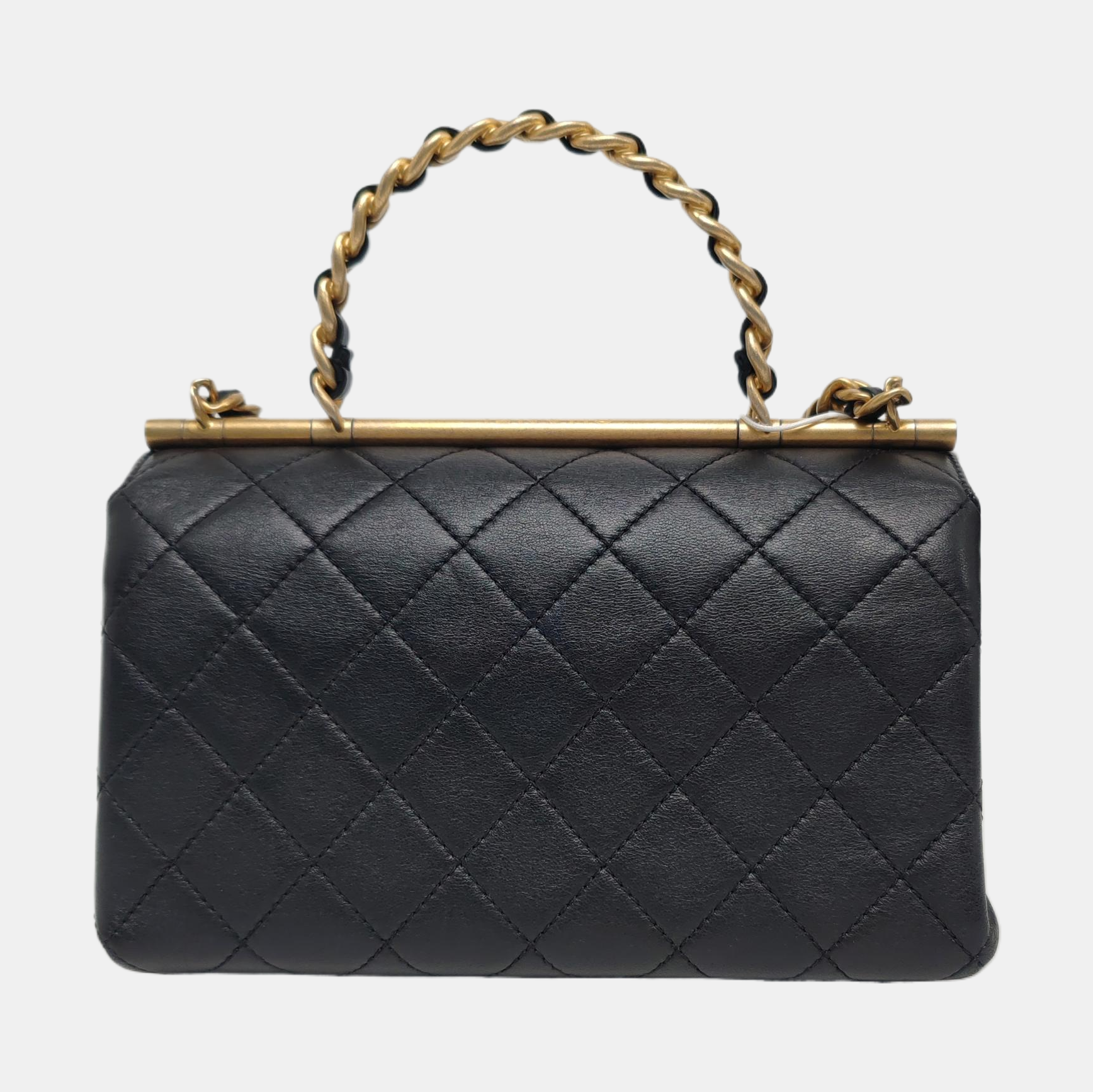 TWO TONE CHAIN HANDLE Small Quilted Lambskin Black