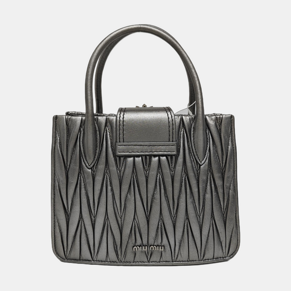 Miu Lady Quilted Lambskin Silver