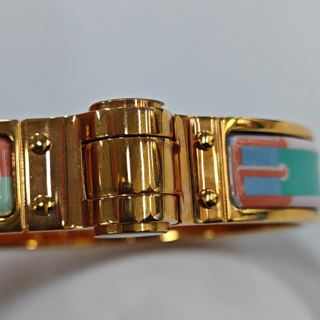 Enamel Hinged Bracelet Metal Multicolor Bangle