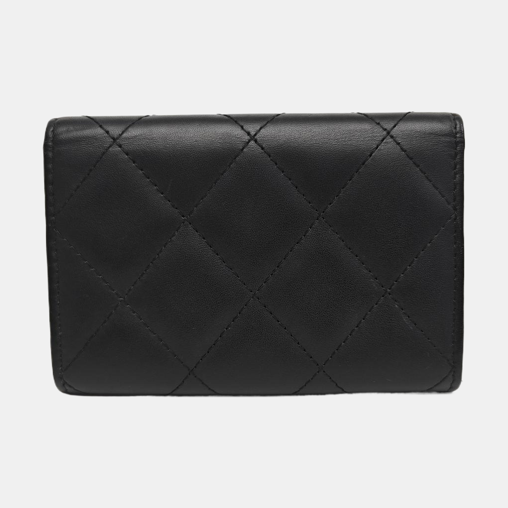 CAMBON Quilted Calfskin Black Coin Purse