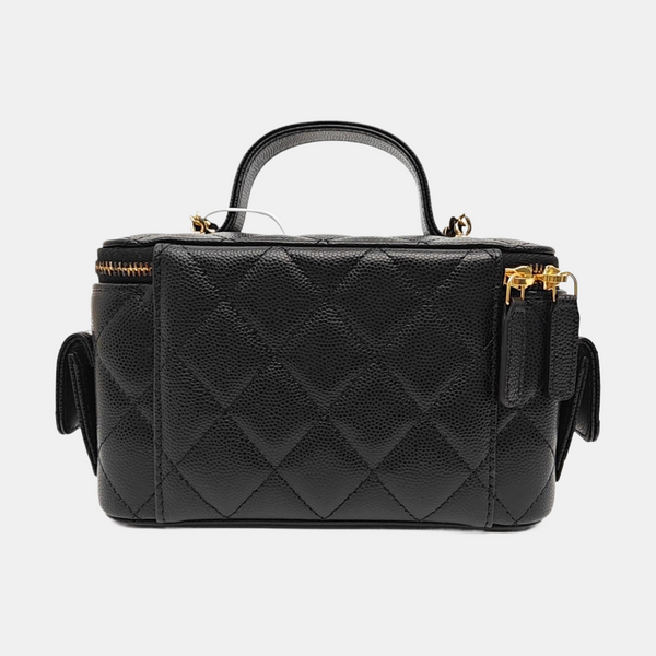 Cargo Small Quilted Grained Calfskin Black