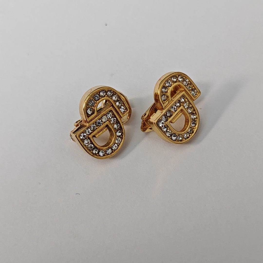 Petit CD Metal Gold Clip On Earrings