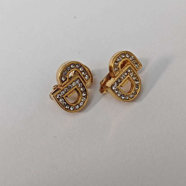 Petit CD Metal Gold Clip On Earrings