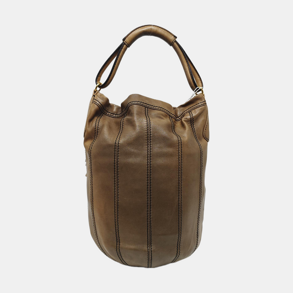 Lambskin Top Handle Bag Brown