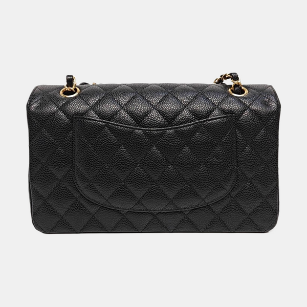 CLASSIC FLAP Medium Quilted Grained Calfskin Black