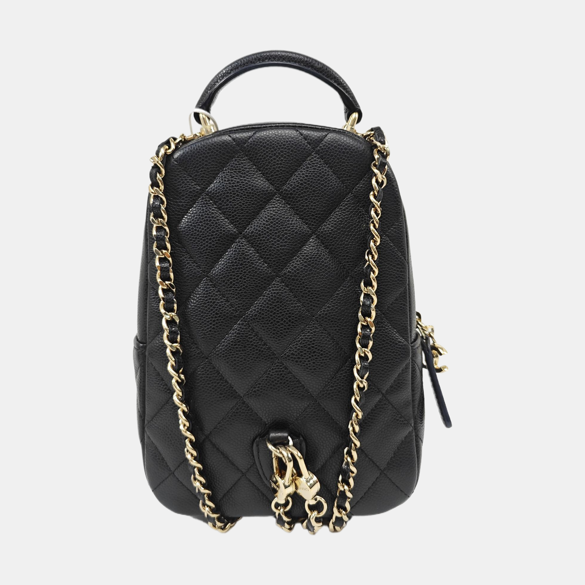 Quilted Grained Calfskin Backpack Mini Black