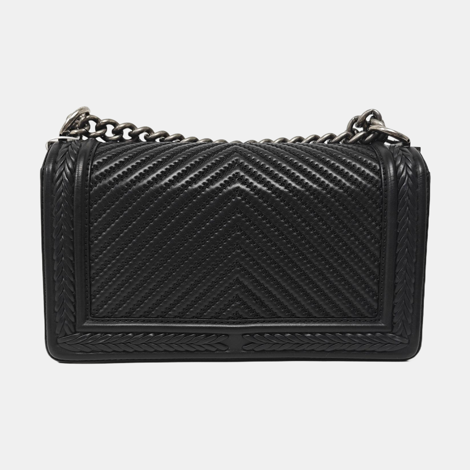 Authenticated pre-owned  BOY CHANEL Chevron, Quilted Calfskin Black - Shoulder Bag at Looply
