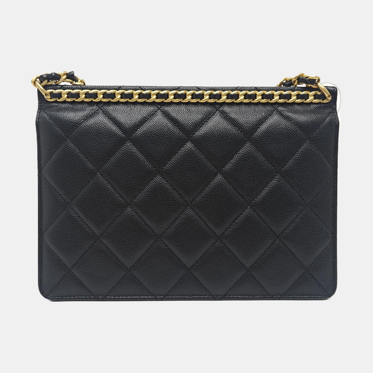 Quilted Grained Calfskin Shoulder Bag Black