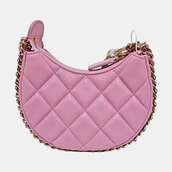Quilted Lambskin Shoulder Bag Mini Pink