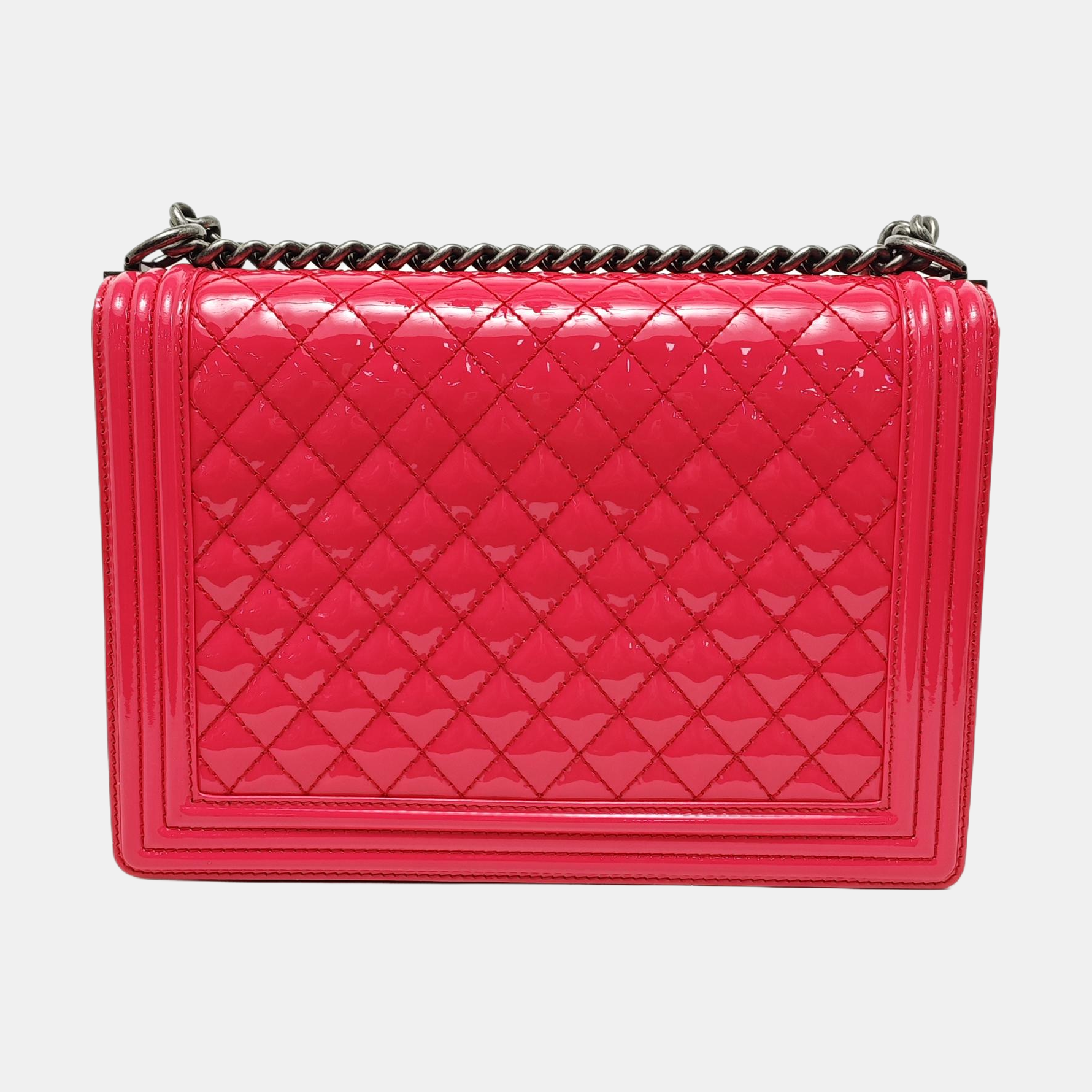 BOY CHANEL Maxi Quilted Patent Leather Red