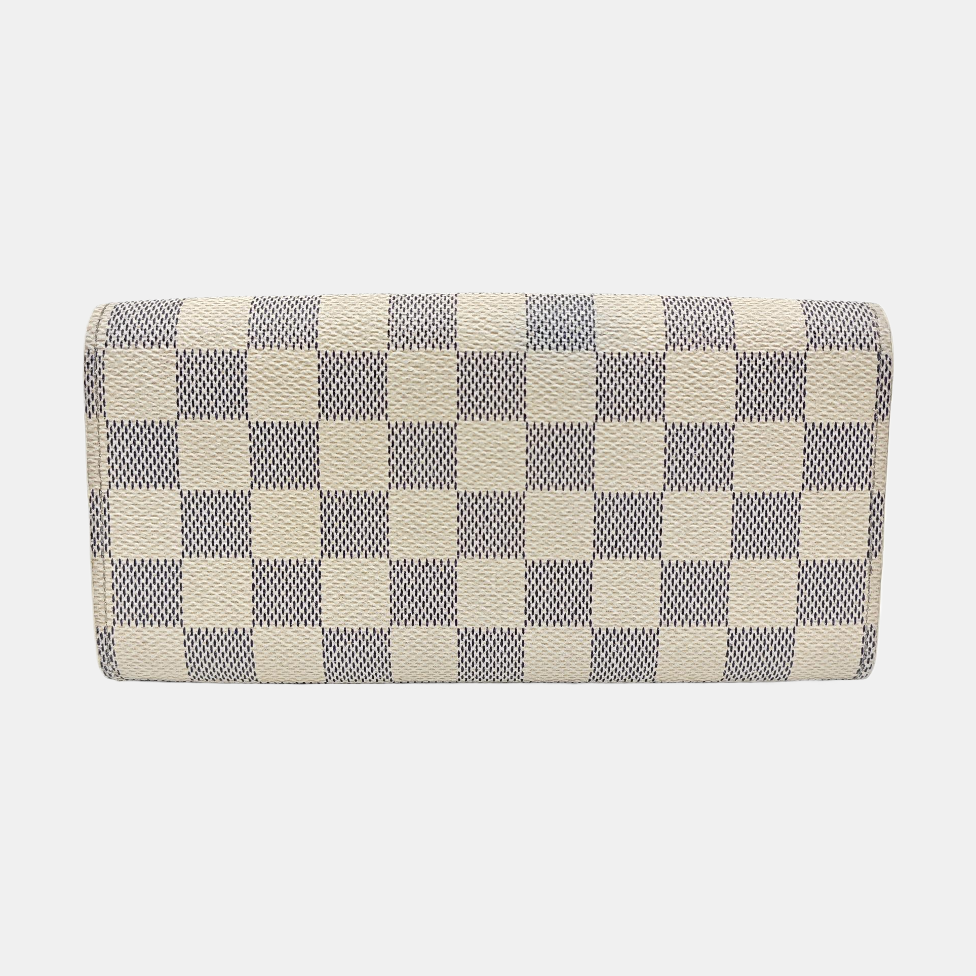 SARAH Damier Azur Coated Canvas White Wallet