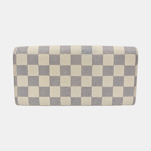 SARAH Damier Azur Coated Canvas White Wallet