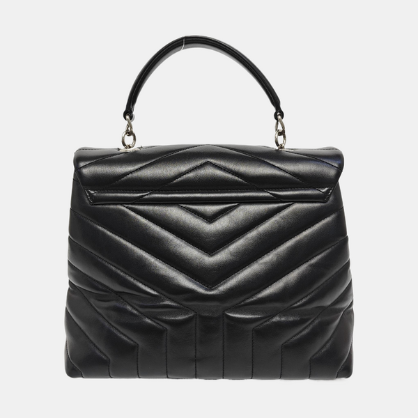 LOULOU TOP HANDLE Chevron Calfskin Black