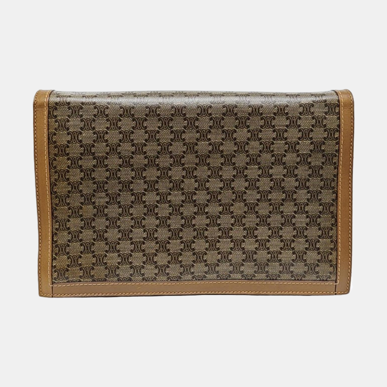 Coated Canvas Clutch Medium Brown