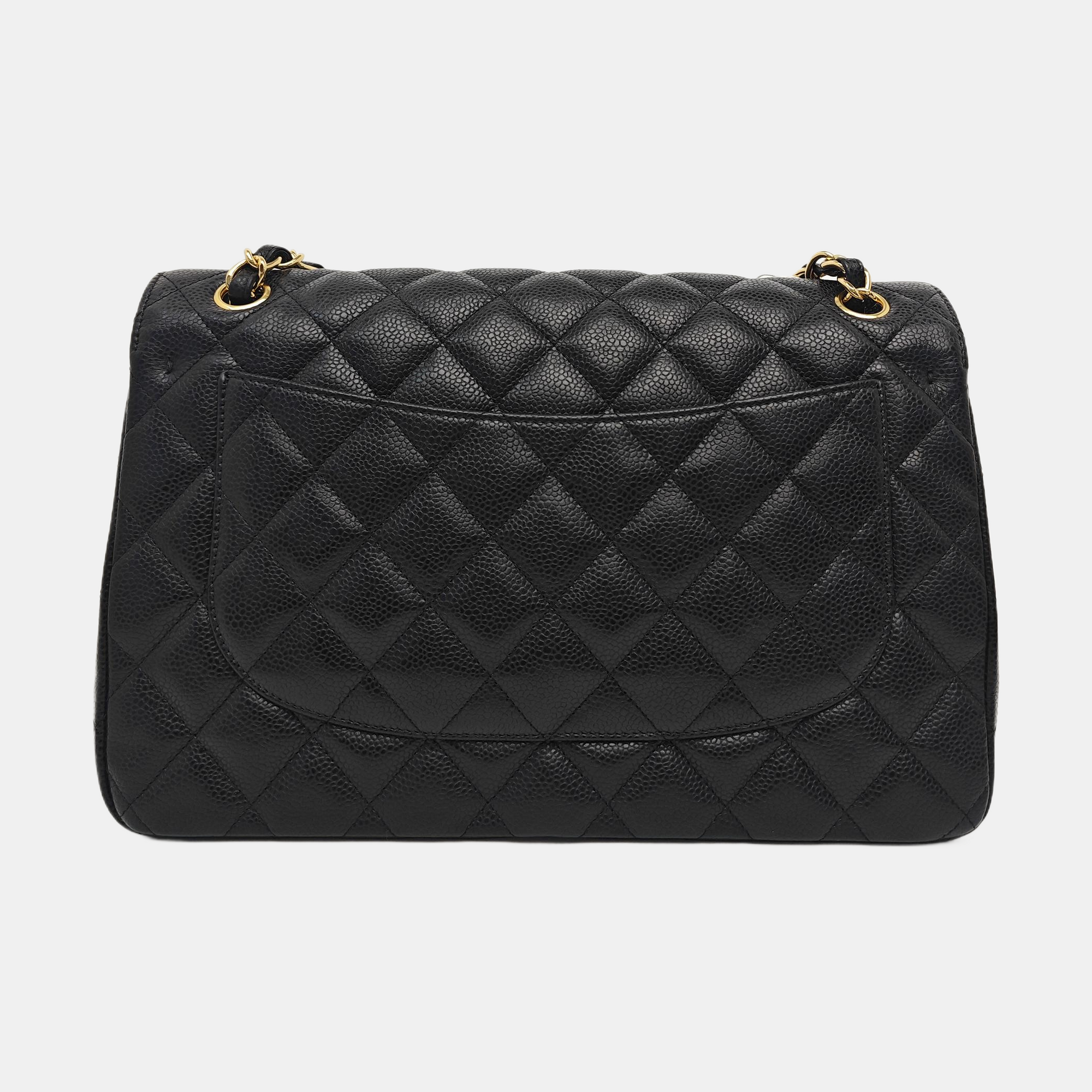 CLASSIC FLAP Jumbo Quilted Grained Calfskin Black