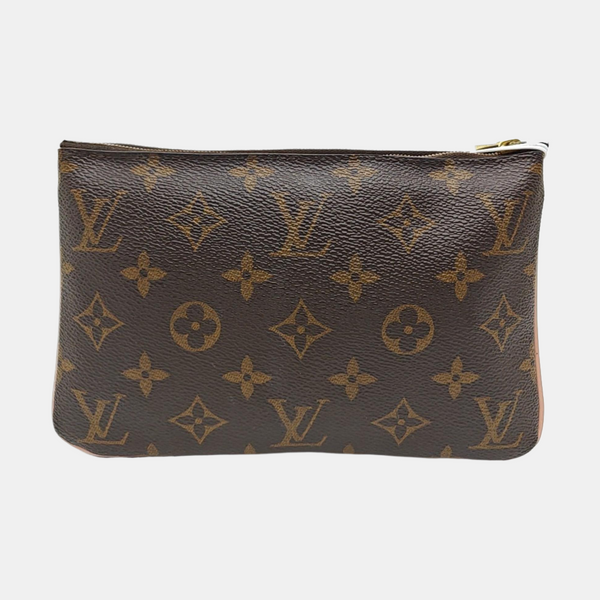 DOUBLE ZIP Monogram Coated Canvas Brown