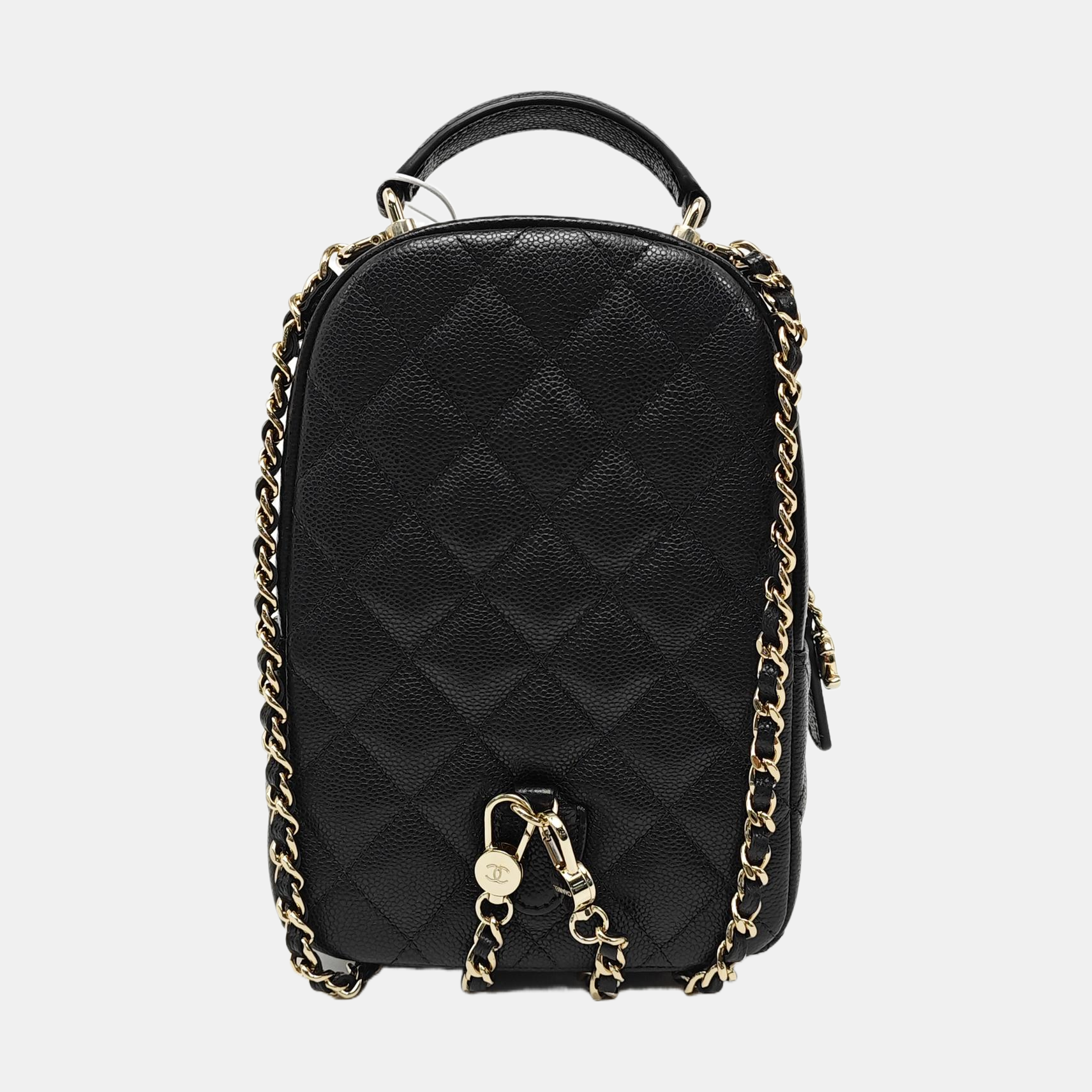 Quilted Grained Calfskin Backpack Mini Black