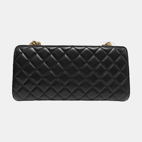 Quilted Lambskin Top Handle Bag Black