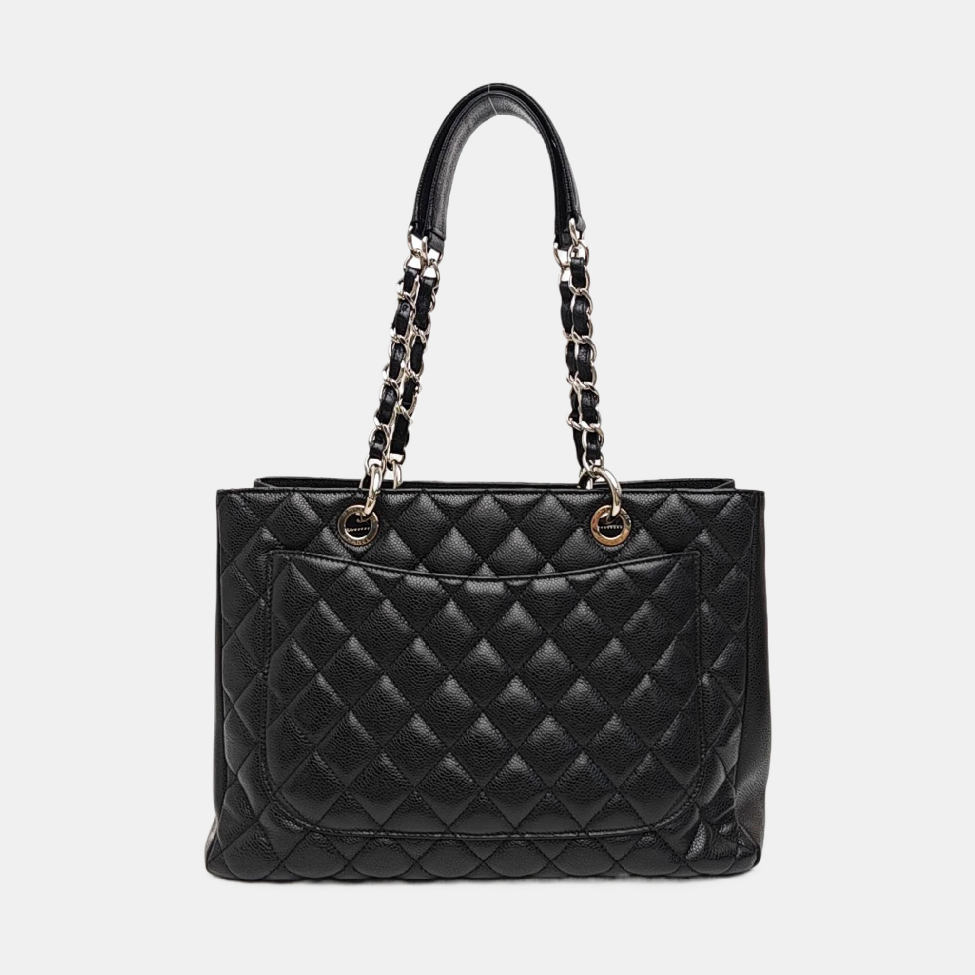CHANEL GST Large Quilted Grained Calfskin Black