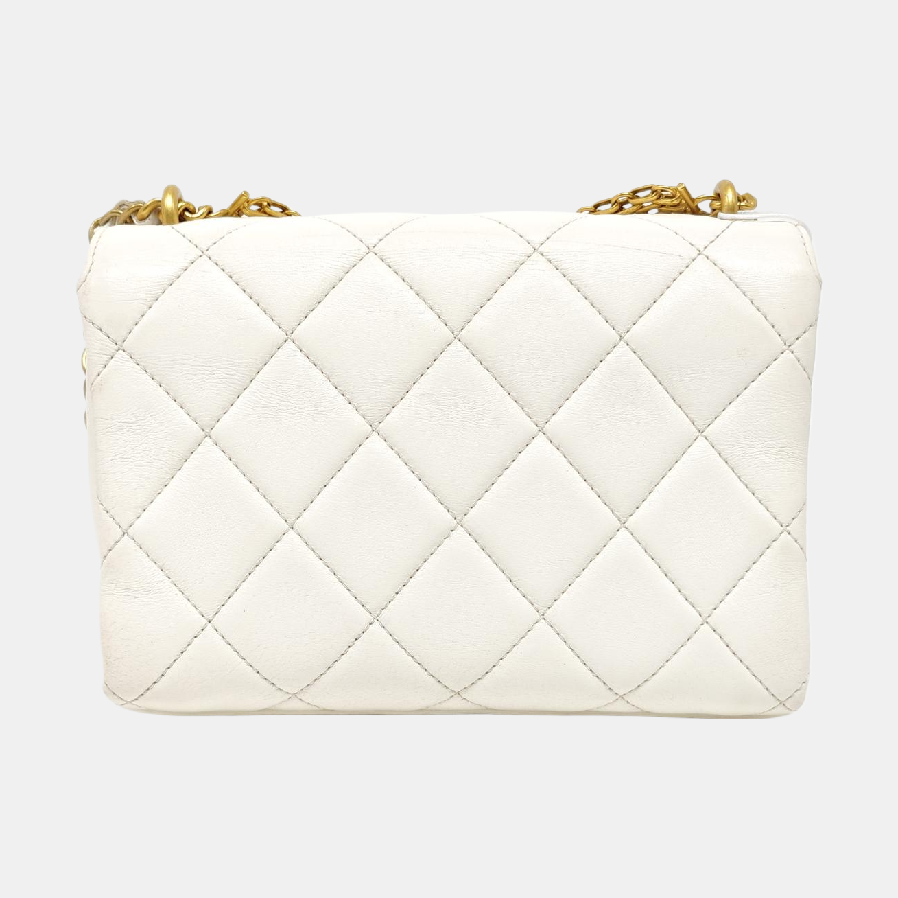 Quilted Lambskin Shoulder Bag Mini White