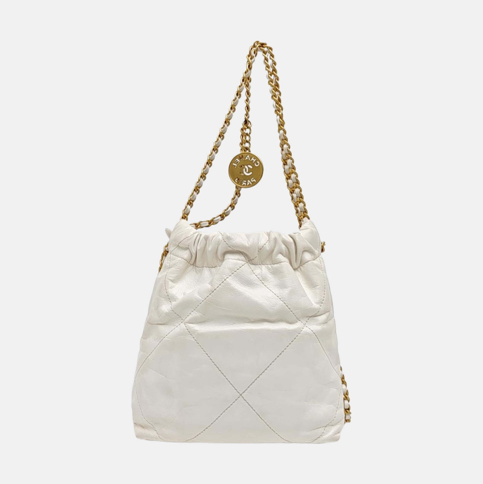 CHANEL 22 Mini Quilted Calfskin White