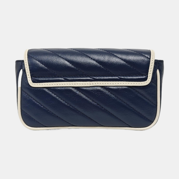 GG Marmont Super Mini Quilted Calfskin Blue