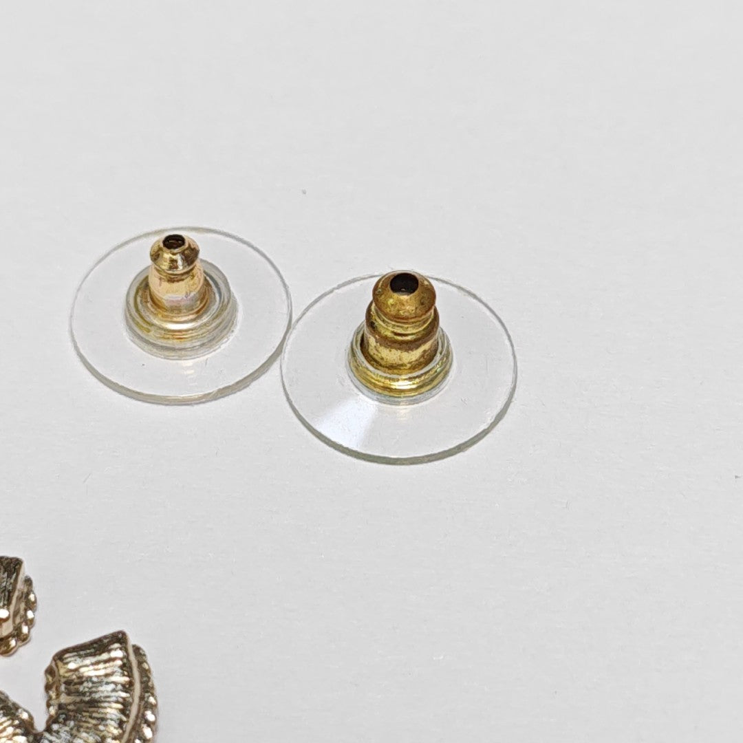 CC Logo Metal Gold Stud Earrings
