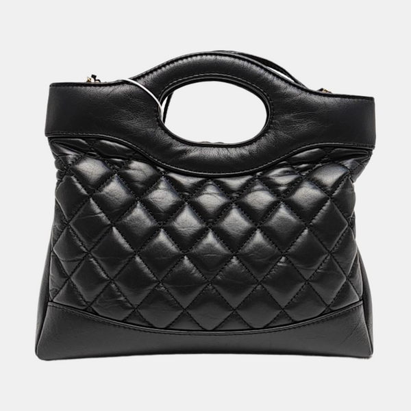 CHANEL 31 Mini Quilted Waxed Cafskin Black