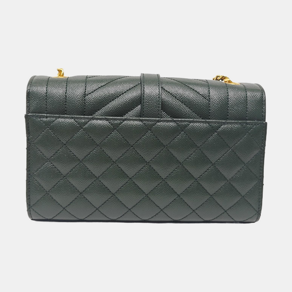 ENVELOPE Small Chevron Calfskin Green