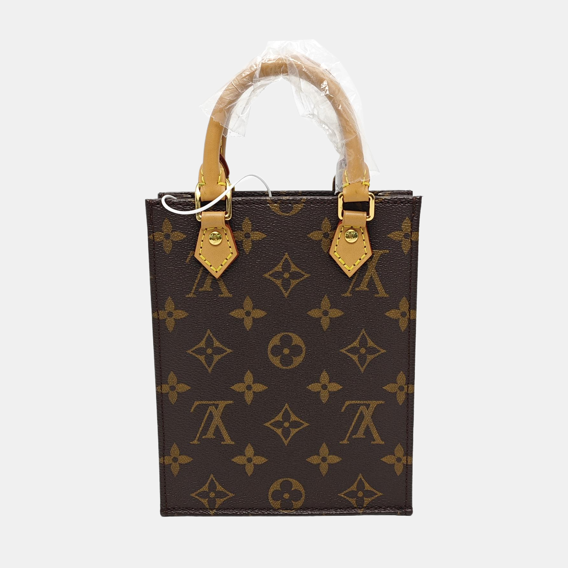 SAC PLAT Mini Monogram Coated Canvas Brown