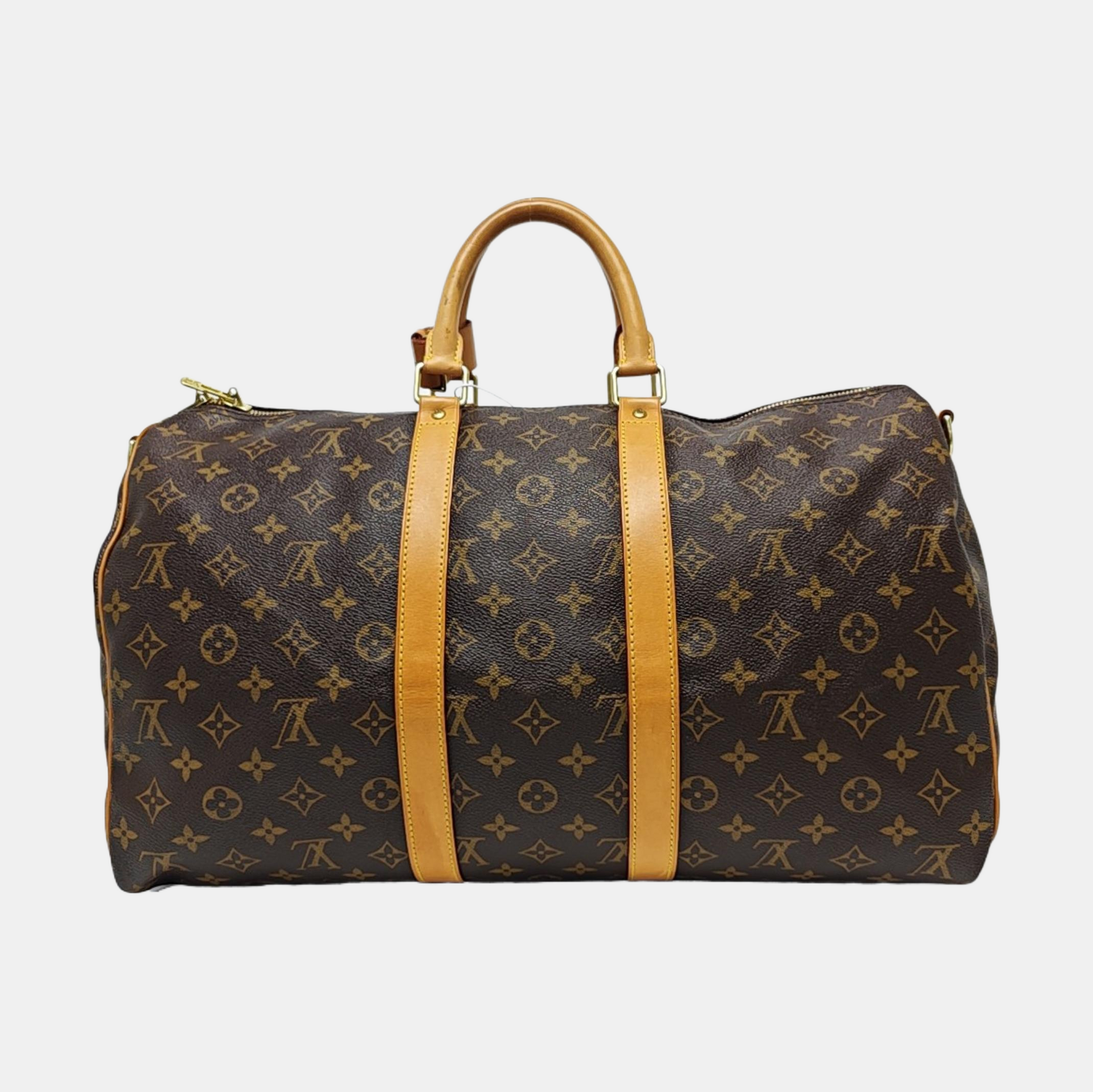 KEEPALL 45 Monogram Coated Canvas Brown