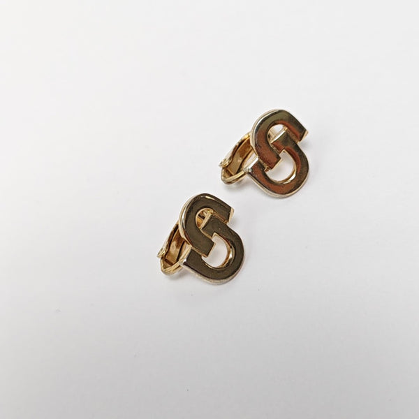 Petit CD Metal Gold Clip On Earrings