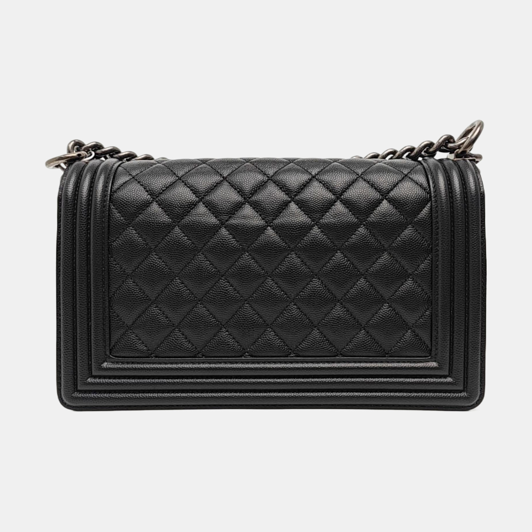 BOY CHANEL Medium Quilted Grained Calfskin Black