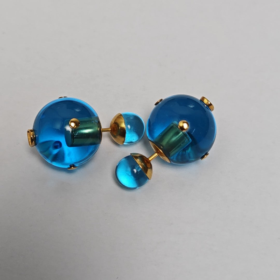 Dior Tribales Metal Blue Stud Earrings