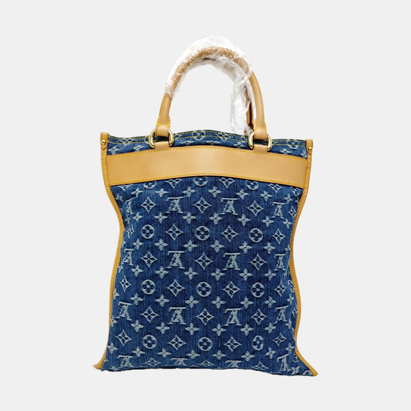Monogram Denim Tote Bag Blue