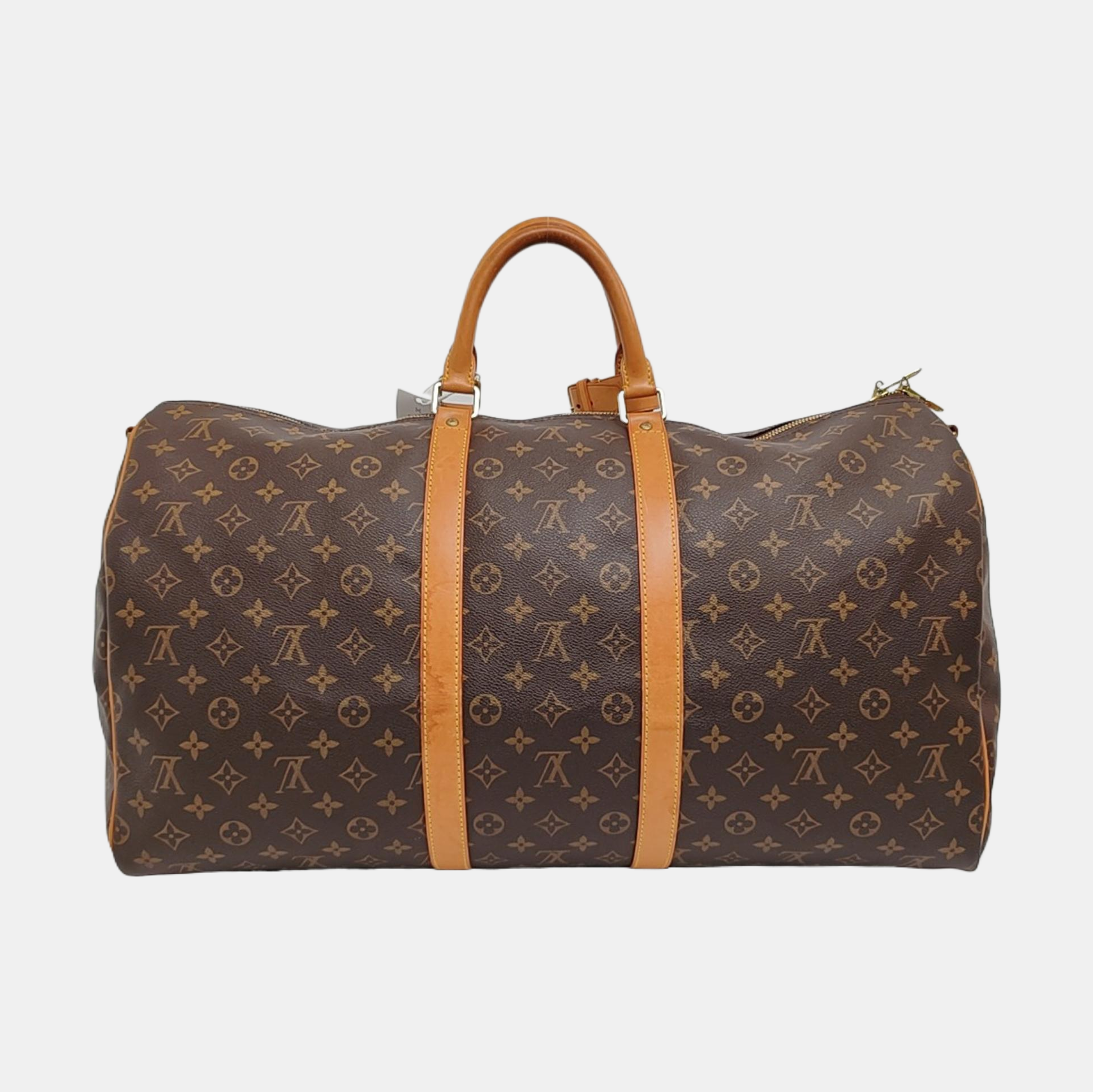 KEEPALL 55 Monogram Coated Canvas Brown
