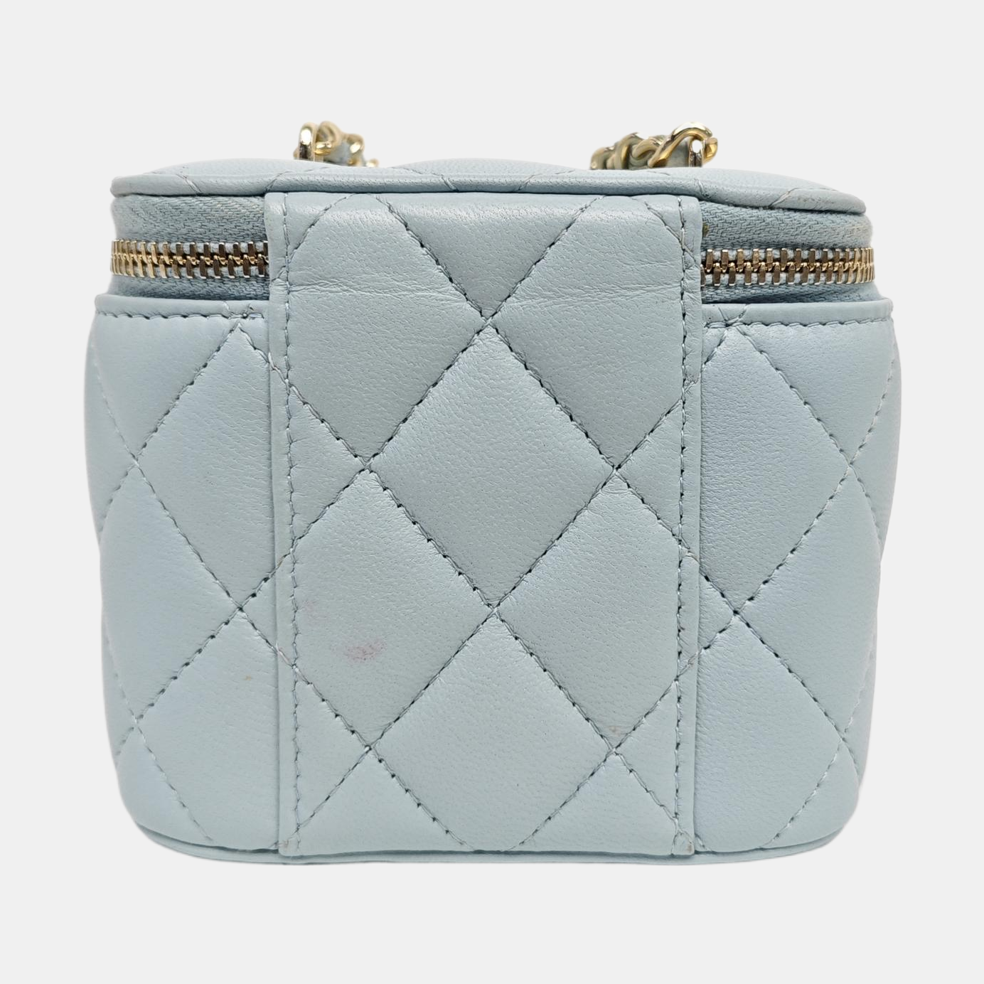 VANITY CASE Small Quilted Lambskin Blue