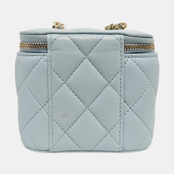 VANITY CASE Small Quilted Lambskin Blue