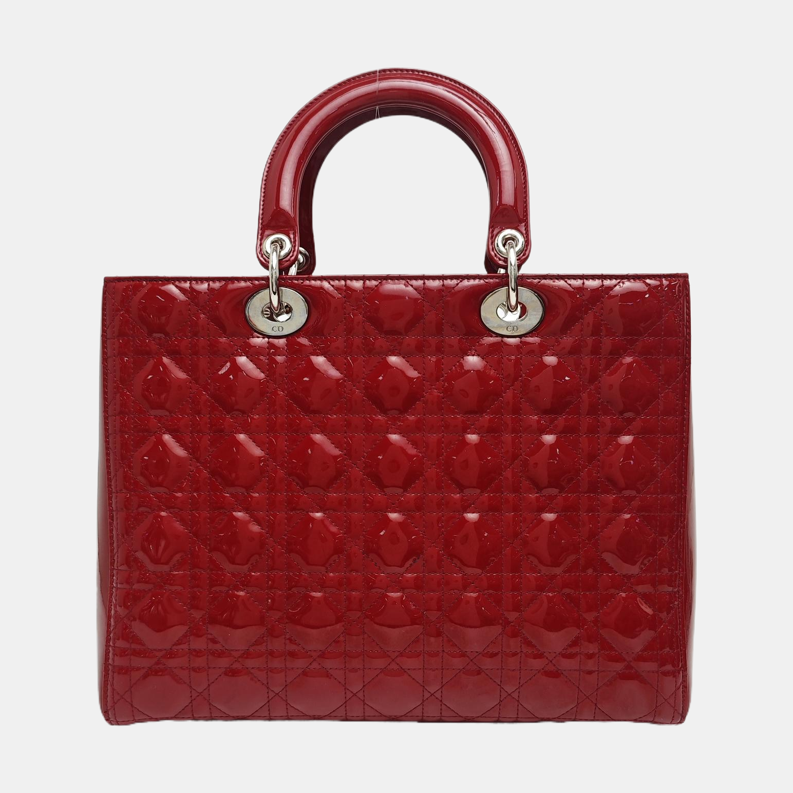 Lady Dior Large Cannage Patent Leather Red