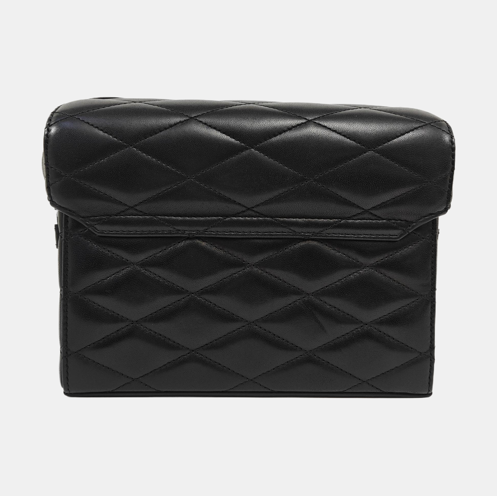 Quilted Lambskin Shoulder Bag Black