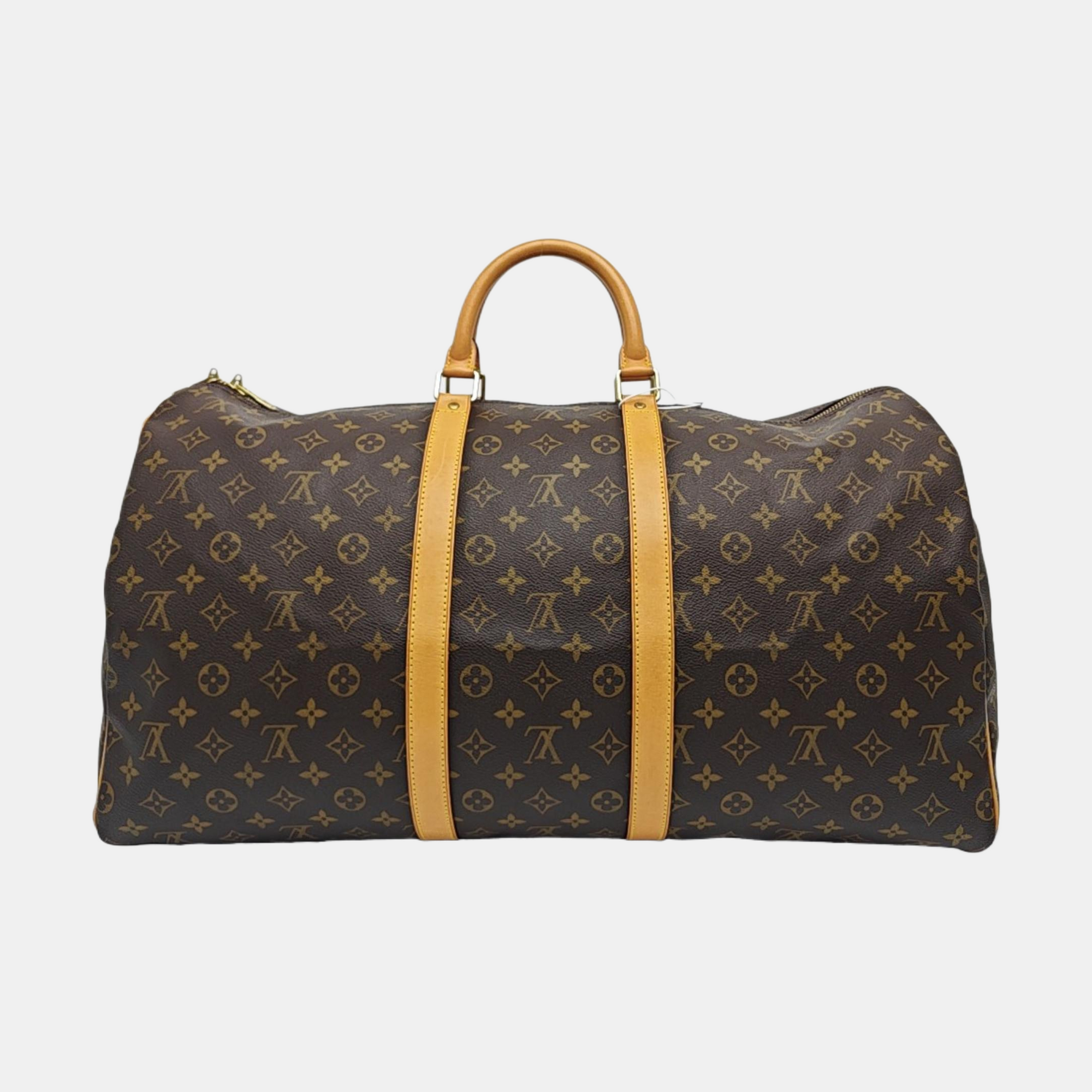 KEEPALL 55 Monogram Coated Canvas Brown