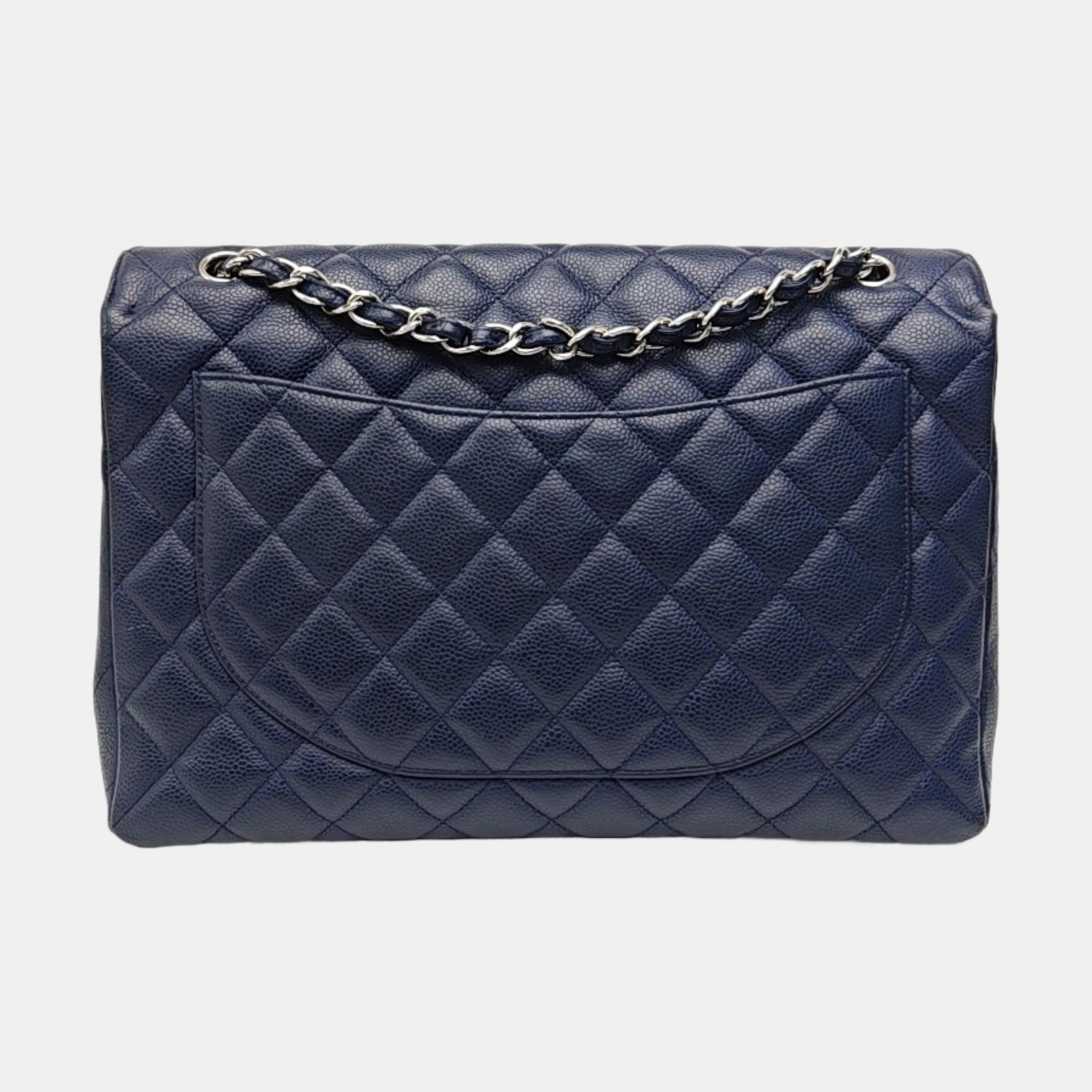 CLASSIC FLAP Jumbo Quilted Grained Calfskin Blue