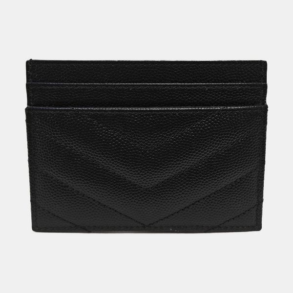 MONOGRAM Chevron Calfskin Black Card Holder