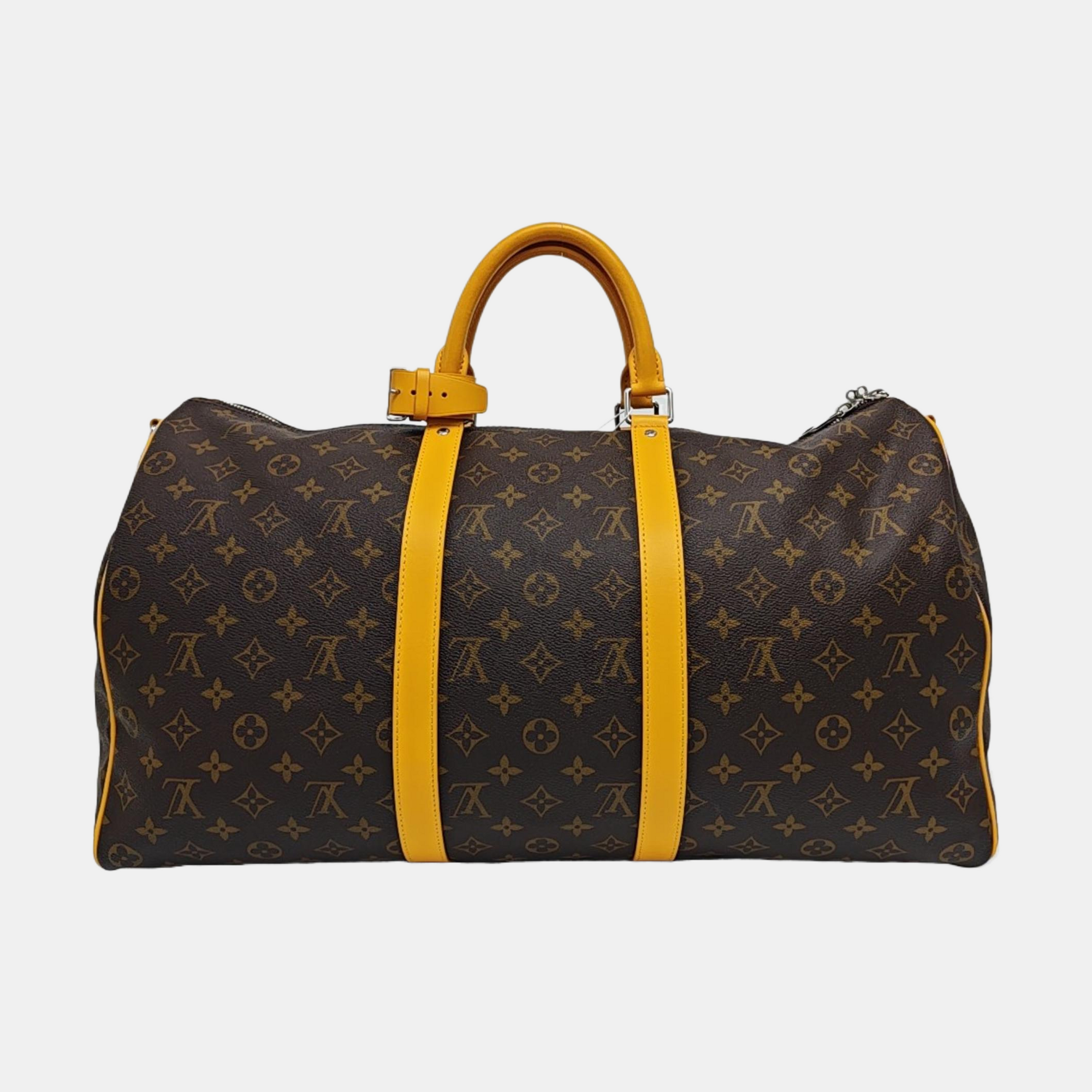 KEEPALL 50 Monogram Coated Canvas Brown