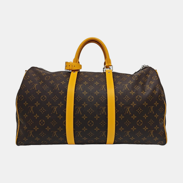 KEEPALL 50 Monogram Coated Canvas Brown